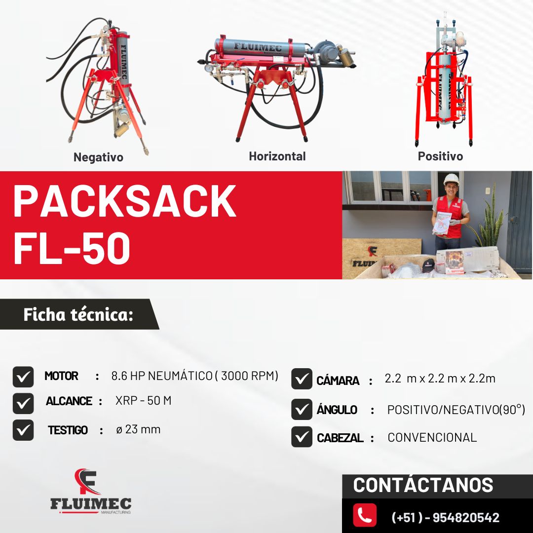 Packsack neumático equipo versátil para mina 